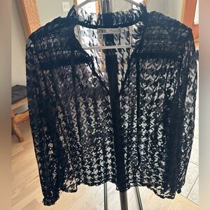 Zara Black Sheer Women's Top